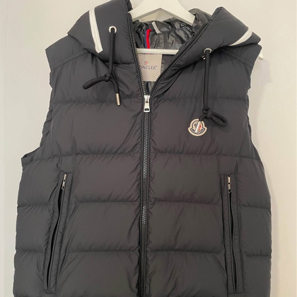 Moncler Charcoal Hooded Puffer Vest